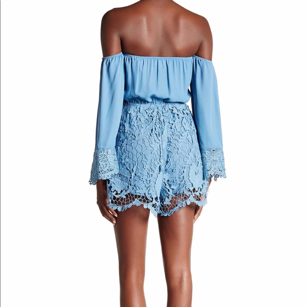 L’Atiste Off the Shoulder Lace Romper
